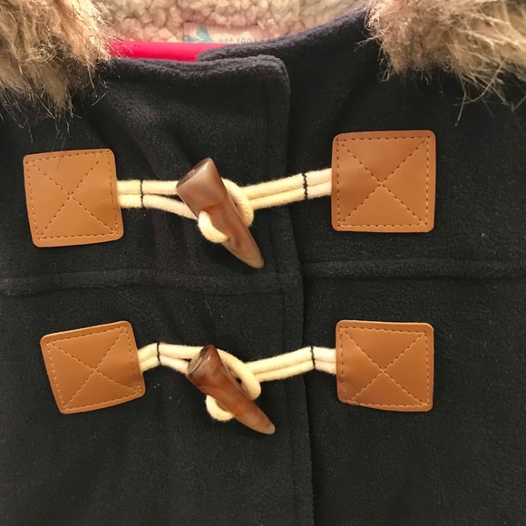 Old Navy Girls Navy Fleece Duffle Coat with Hood - Picture 3 of 6